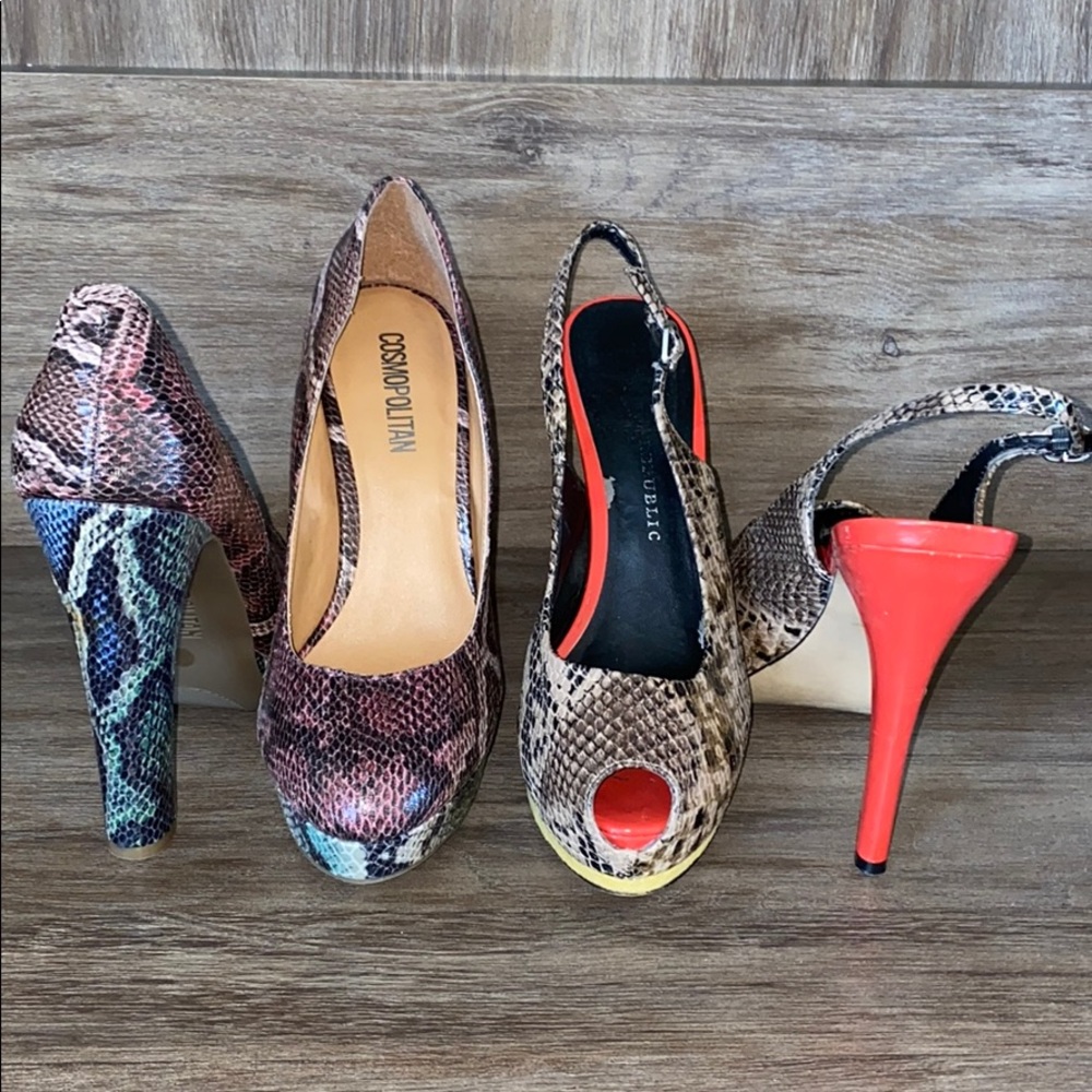 Lot Sale of 2 Snakeskin Heels Wmns Size 9.5